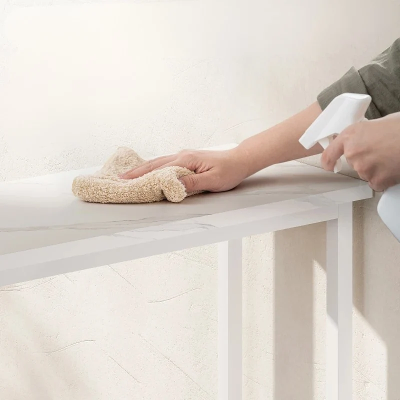 Nancy's Menaggio Sidetable - Consoletafel - Bijzettafel - Wit - Marmerlook - ± 75 x 25 x 75 cm