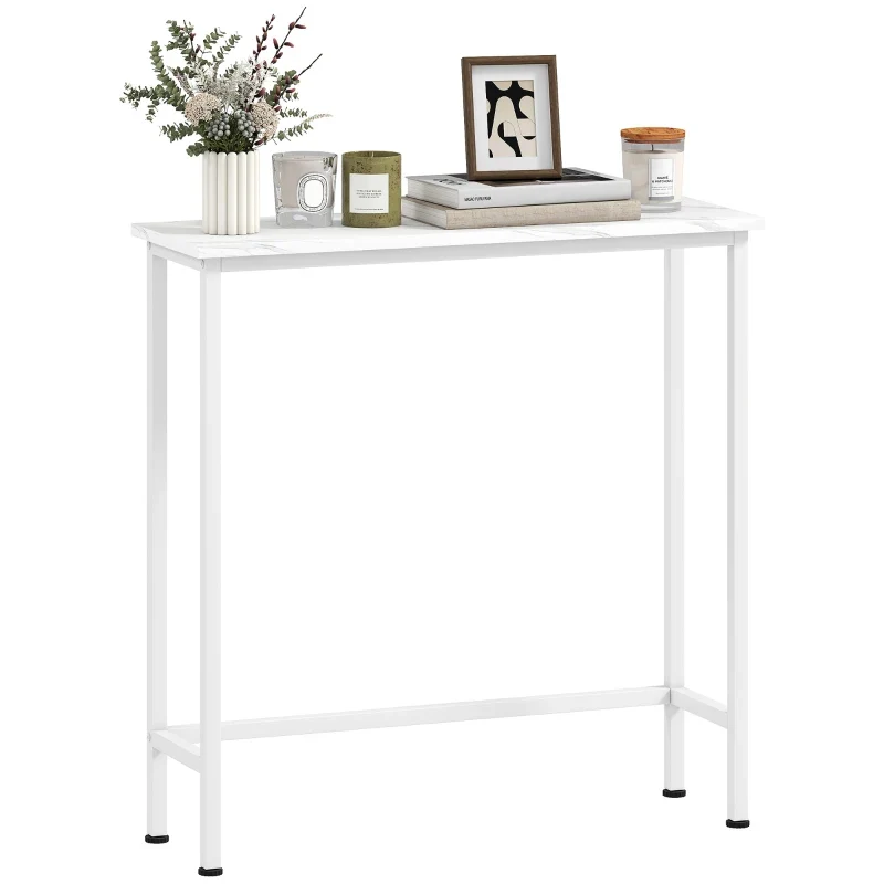 Nancy's Menaggio Sidetable - Consoletafel - Bijzettafel - Wit - Marmerlook - ± 75 x 25 x 75 cm