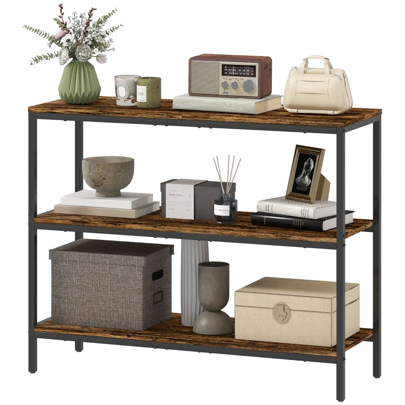 Nancy's Melzo Sidetable - Consoletafel - Bijzettafel - Bruin / Zwart - ± 100 x 35 x 80 cm