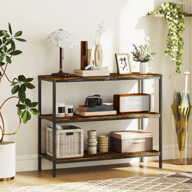 Nancy's Melzo Sidetable - Consoletafel - Bijzettafel - Bruin / Zwart - ± 100 x 35 x 80 cm
