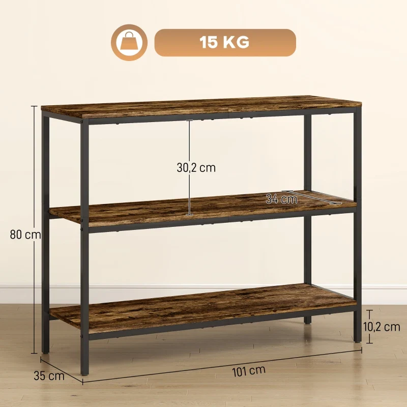 Nancy's Melzo Sidetable - Consoletafel - Bijzettafel - Bruin / Zwart - ± 100 x 35 x 80 cm