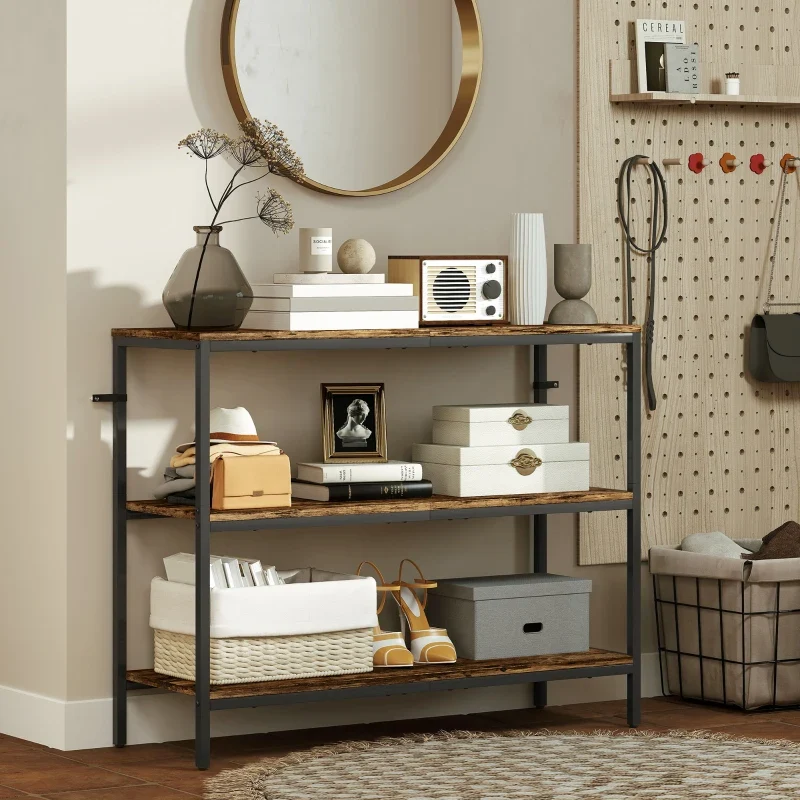 Nancy's Melzo Sidetable - Consoletafel - Bijzettafel - Bruin / Zwart - ± 100 x 35 x 80 cm