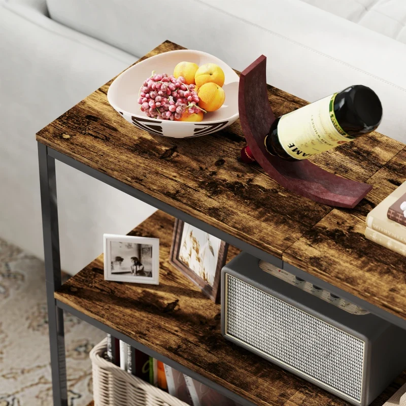 Nancy's Melzo Sidetable - Consoletafel - Bijzettafel - Bruin / Zwart - ± 100 x 35 x 80 cm