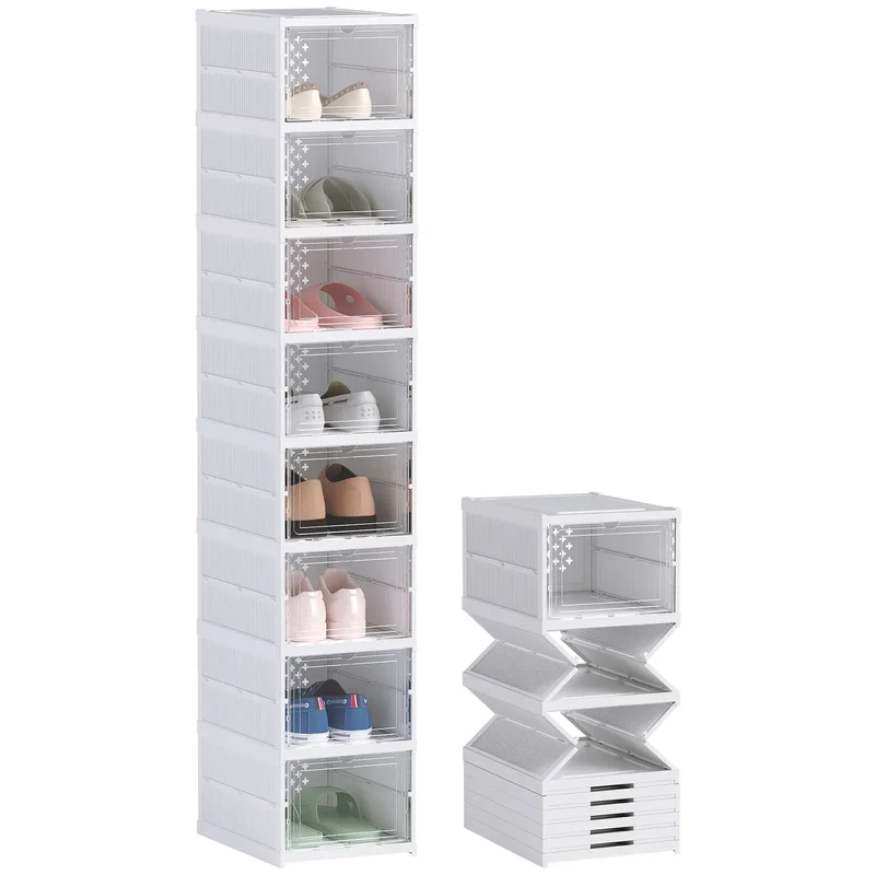 Nancy's Fiumicello Schoenenkast - Opbergkast voor Schoenen - Wit - ± 25 x 35 x 140 cm