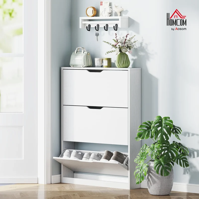 Nancy's Cropani Schoenenkast - Opbergkast voor Schoenen - Wit - ± 80 x 20 x 110 cm