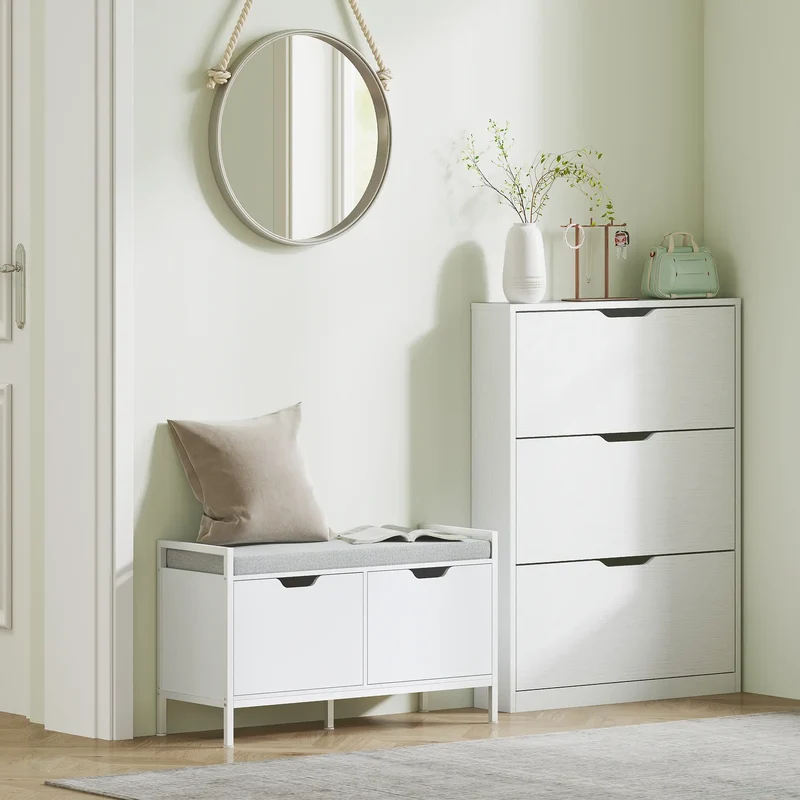 Nancy's Cropani Schoenenkast - Opbergkast voor Schoenen - Wit - ± 80 x 20 x 110 cm