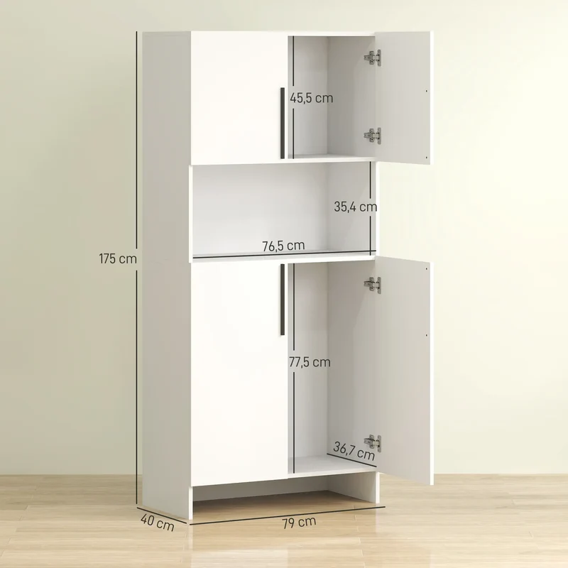 Nancy's Formazza Keukenkast Vrijstaand - Opbergkast - Wit - ± 80 x 40 x 175 cm