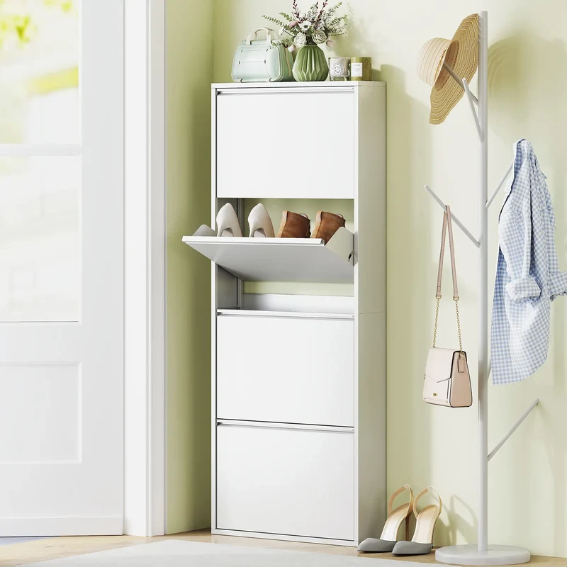 Nancy's Formigine Schoenenkast - Opbergkast voor Schoenen - Wit - ± 55 x 15 x 140 cm