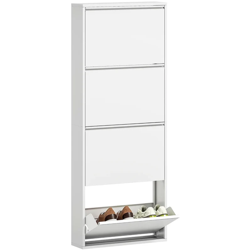 Nancy's Formigine Schoenenkast - Opbergkast voor Schoenen - Wit - ± 55 x 15 x 140 cm
