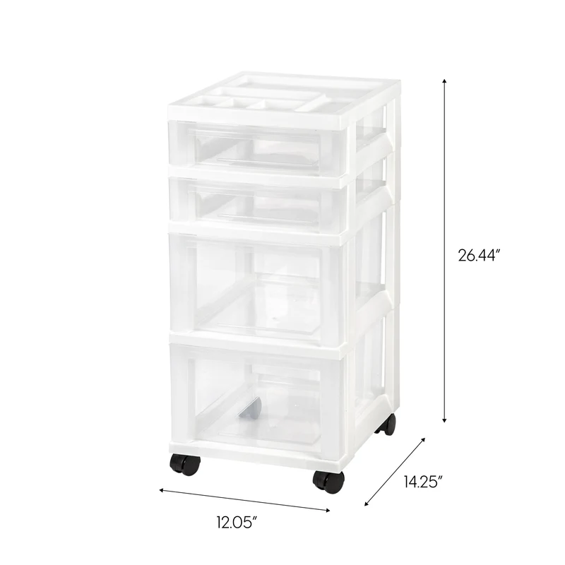 Storage Cart with Organizer Top - 4 Drawer