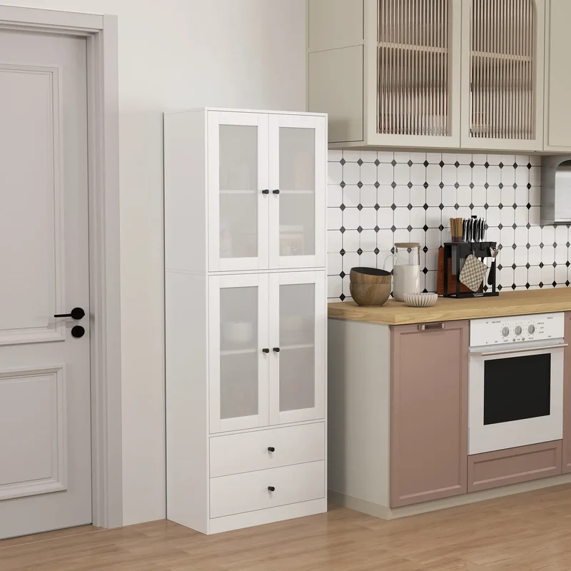 Nancy's Crotone Keukenkast Vrijstaand - Buffetkast - Opbergkast - Wit - ± 60 x 30 x 170 cm