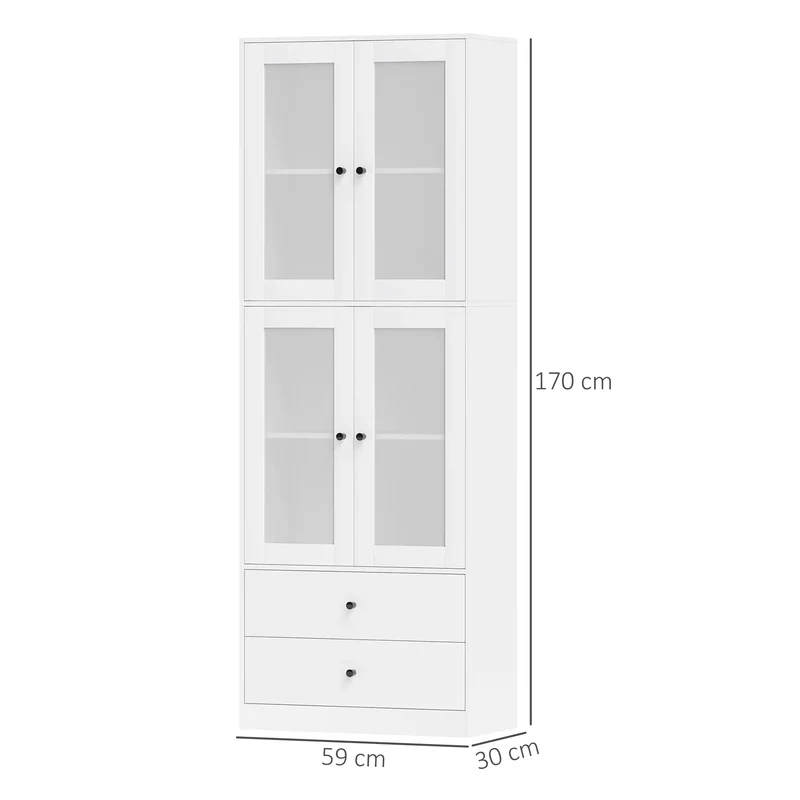 Nancy's Crotone Keukenkast Vrijstaand - Buffetkast - Opbergkast - Wit - ± 60 x 30 x 170 cm