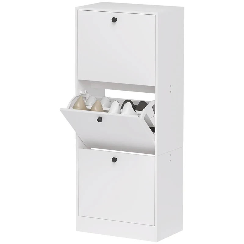 Nancy's Crodo Schoenenkast - Opbergkast voor Schoenen - Schoenenrek - Wit - ± 50 x 30 x 115 cm