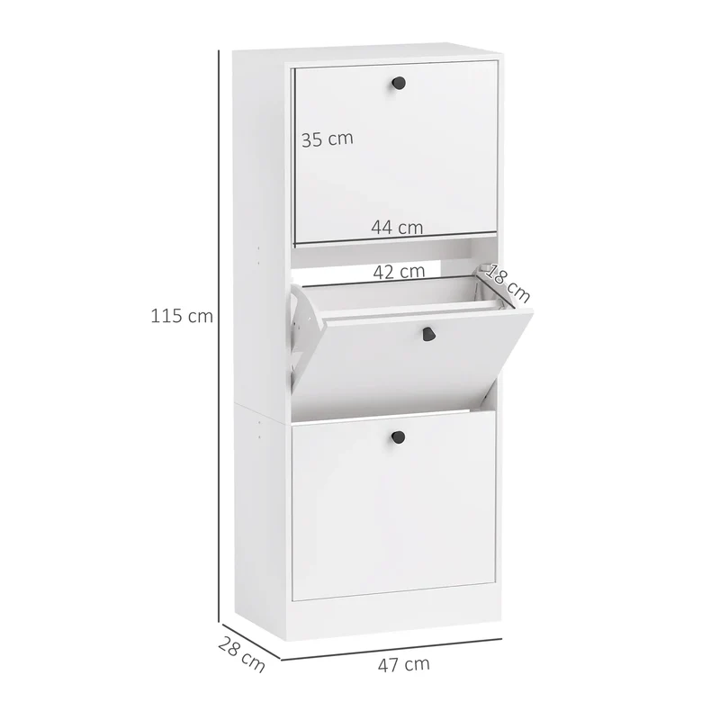 Nancy's Crodo Schoenenkast - Opbergkast voor Schoenen - Schoenenrek - Wit - ± 50 x 30 x 115 cm