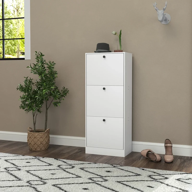Nancy's Crodo Schoenenkast - Opbergkast voor Schoenen - Schoenenrek - Wit - ± 50 x 30 x 115 cm