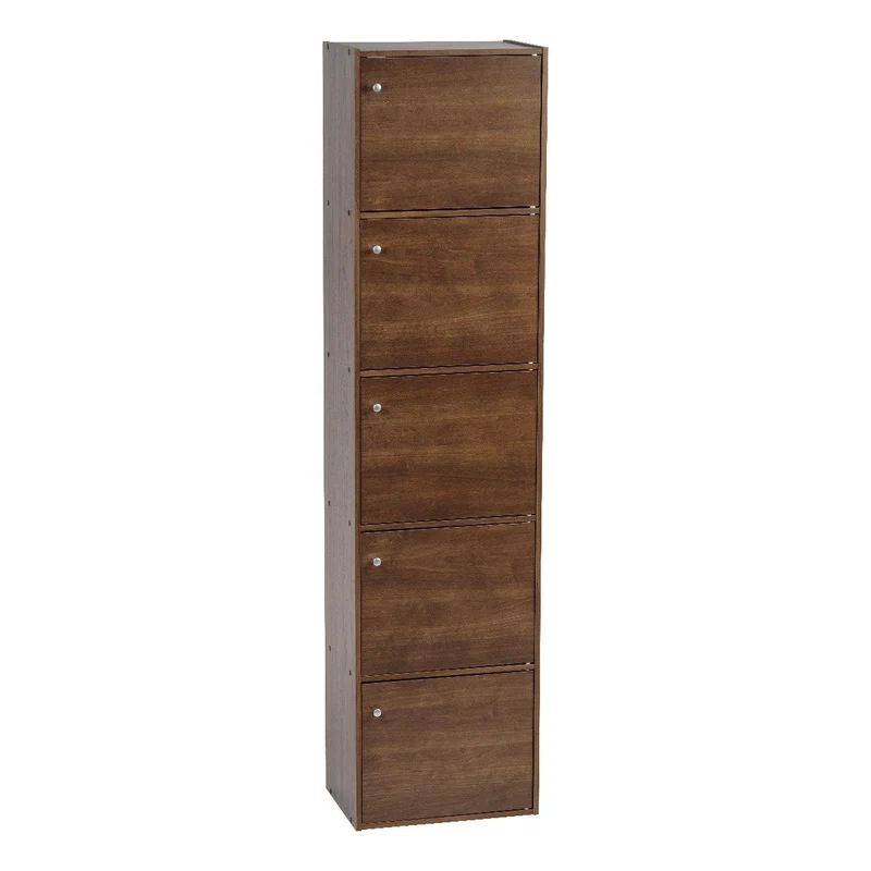 Wood Storage Shelf 5 Tiers with 5 Doors