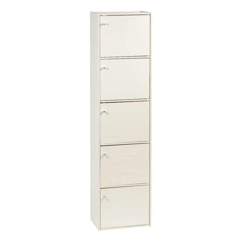 Wood Storage Shelf 5 Tiers with 5 Doors