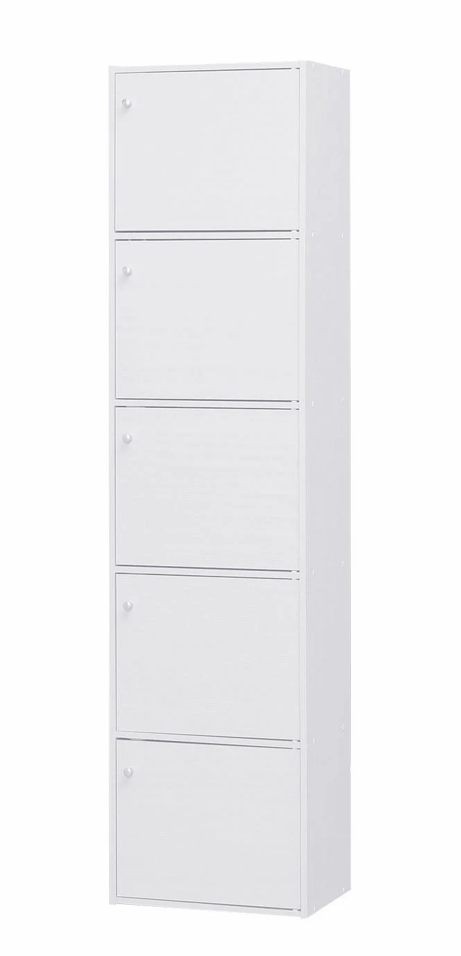 Wood Storage Shelf 5 Tiers with 5 Doors