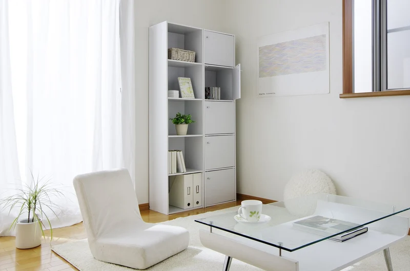 Wood Storage Shelf 5 Tiers with 5 Doors