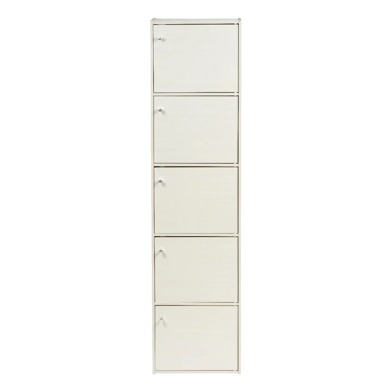 Wood Storage Shelf 5 Tiers with 5 Doors