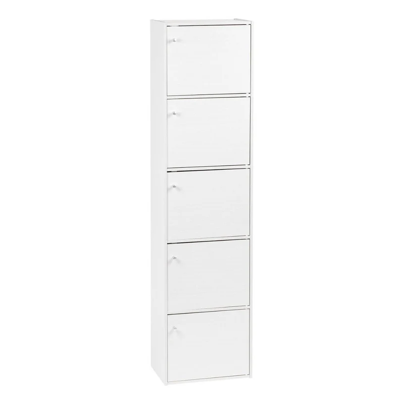 Wood Storage Shelf 5 Tiers with 5 Doors