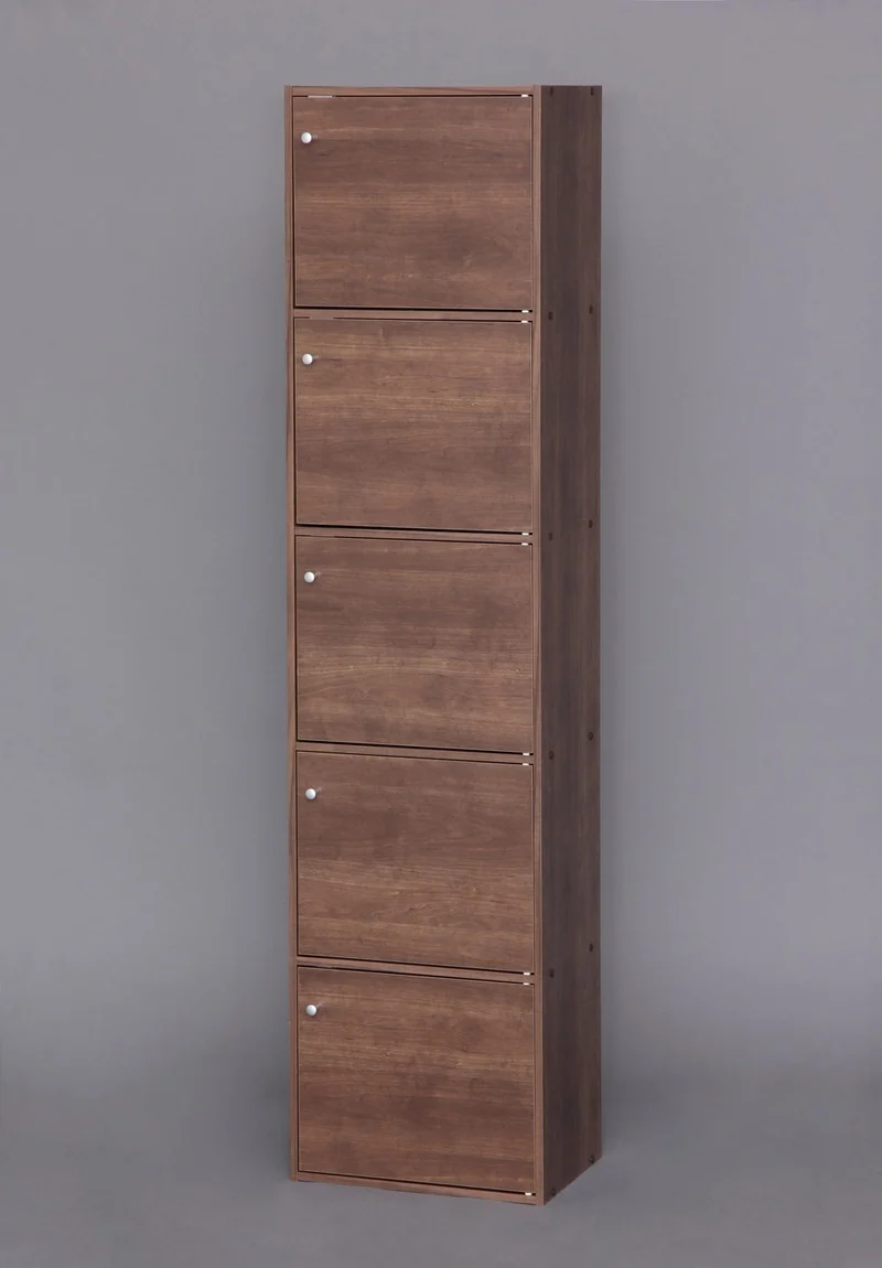 Wood Storage Shelf 5 Tiers with 5 Doors