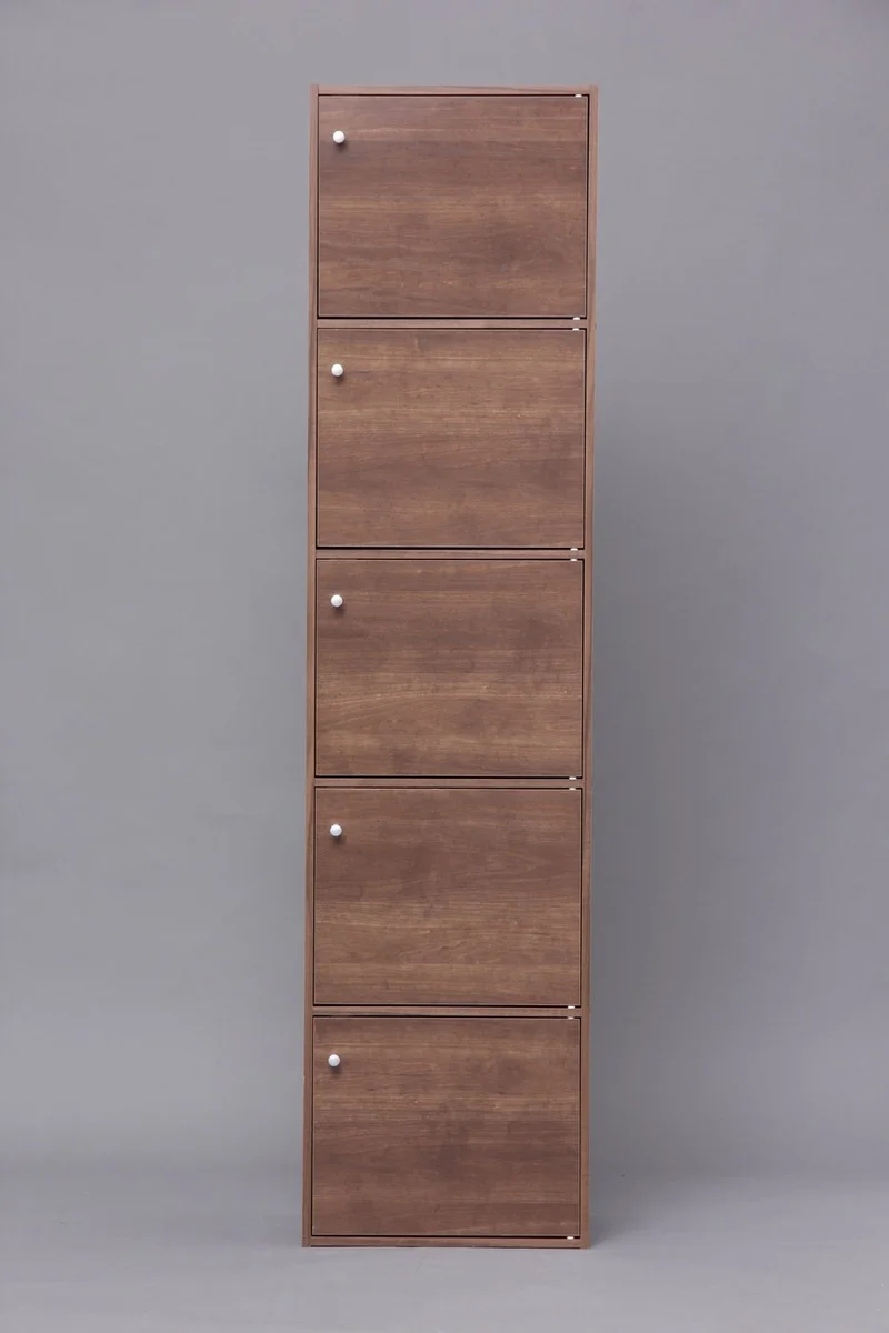Wood Storage Shelf 5 Tiers with 5 Doors