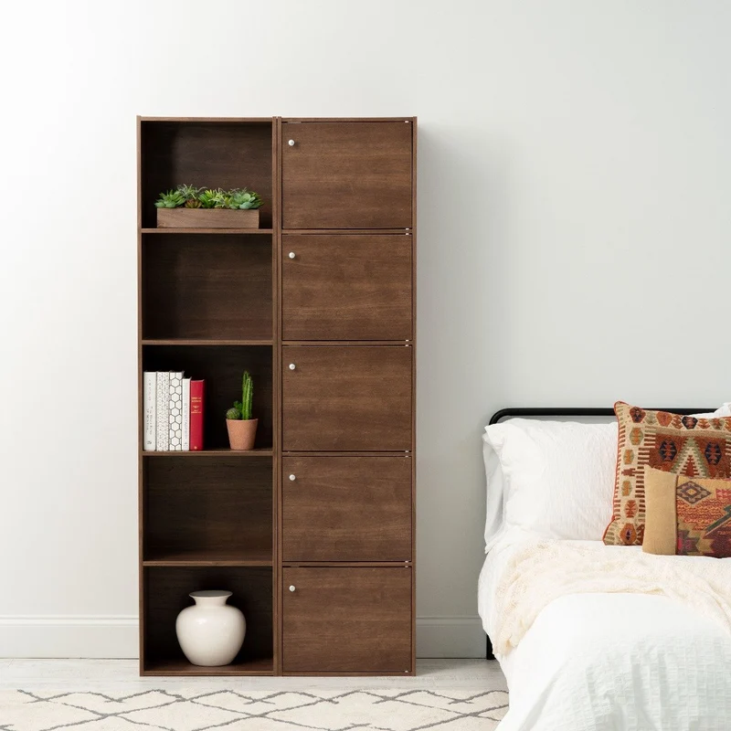 Wood Storage Shelf 5 Tiers with 5 Doors