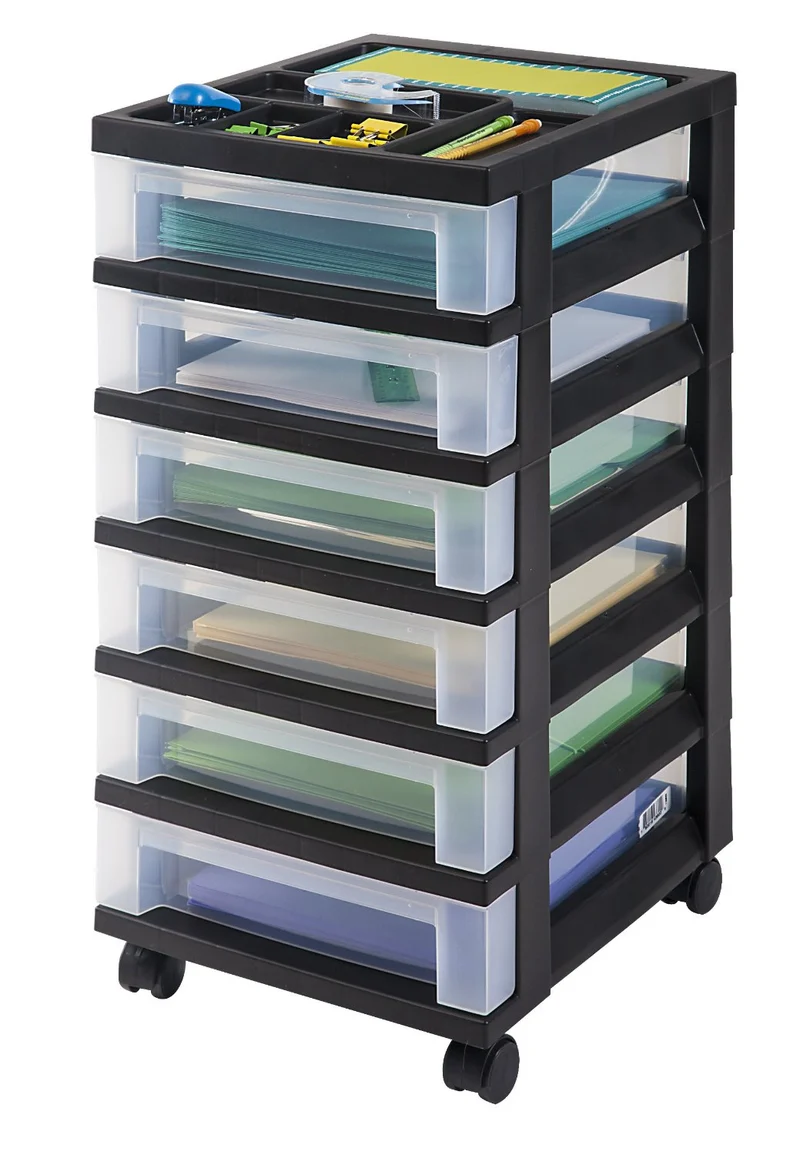 Storage Cart with Organizer Top - 6 Drawer