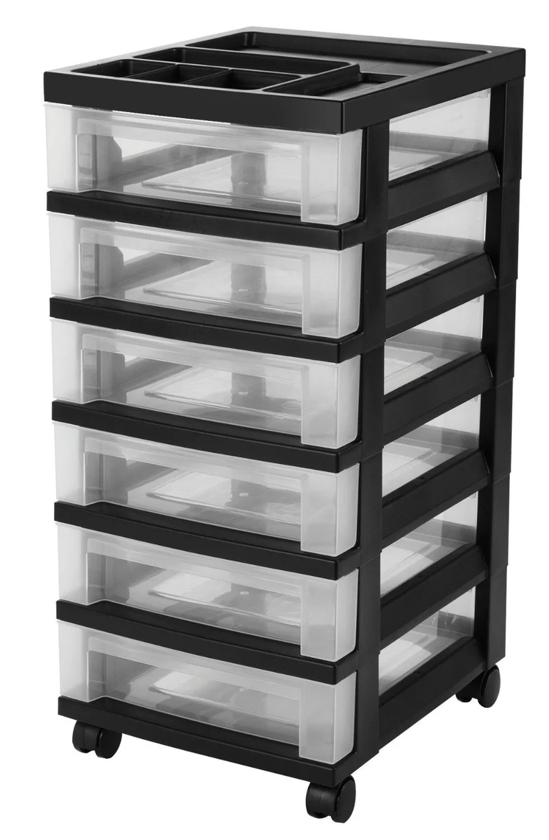 Storage Cart with Organizer Top - 6 Drawer