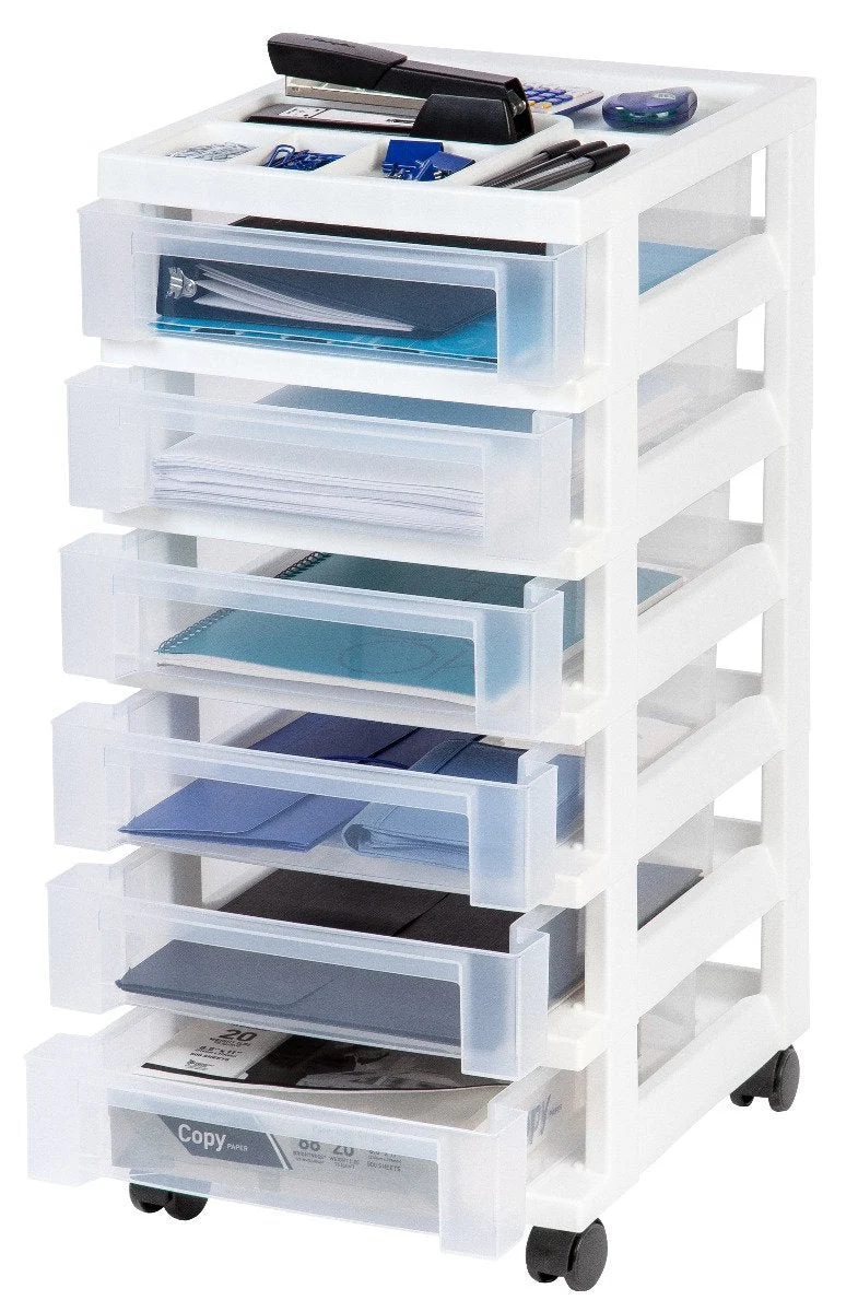 Storage Cart with Organizer Top - 6 Drawer