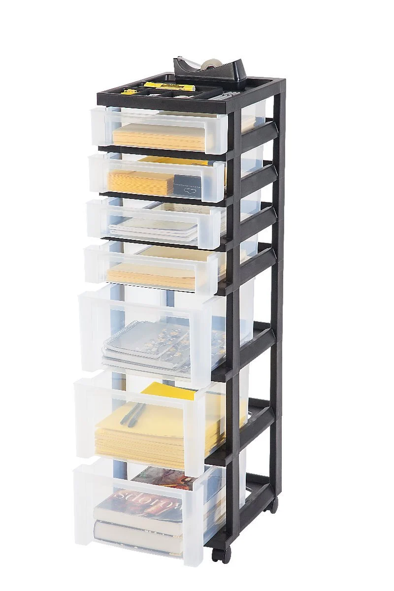 Storage Cart with Organizer Top - 7 Drawer