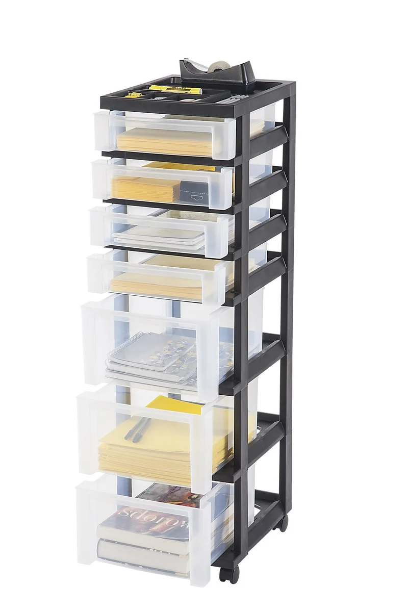Storage Cart with Organizer Top - 7 Drawer