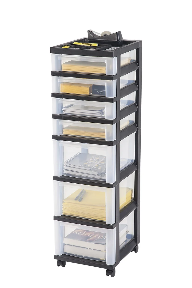 Storage Cart with Organizer Top - 7 Drawer