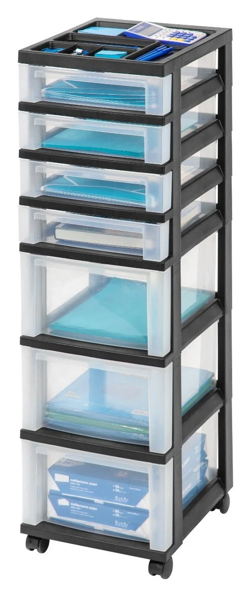 Storage Cart with Organizer Top - 7 Drawer