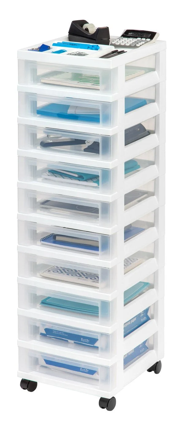Storage Cart with Organizer Top - 10 Drawer