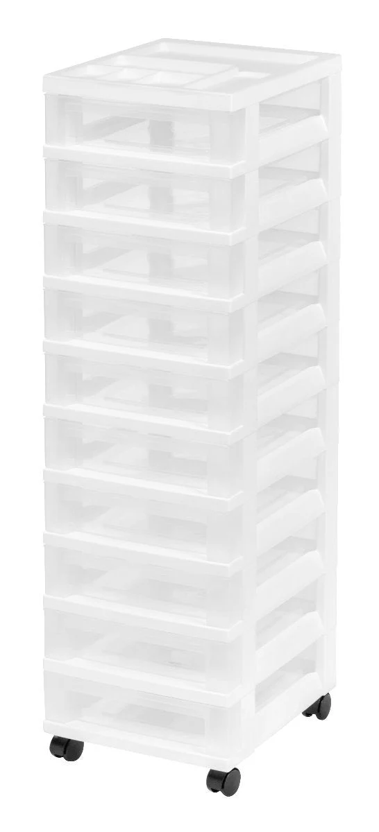 Storage Cart with Organizer Top - 10 Drawer