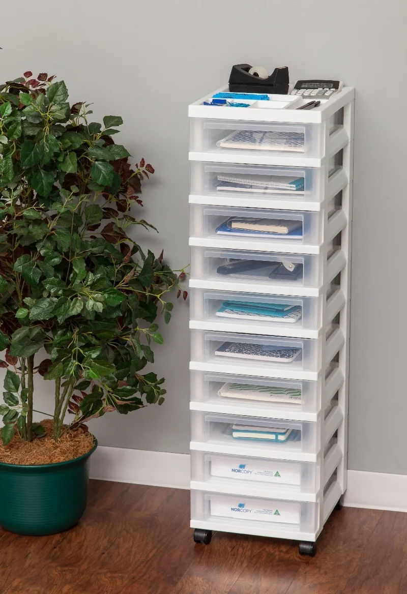 Storage Cart with Organizer Top - 10 Drawer