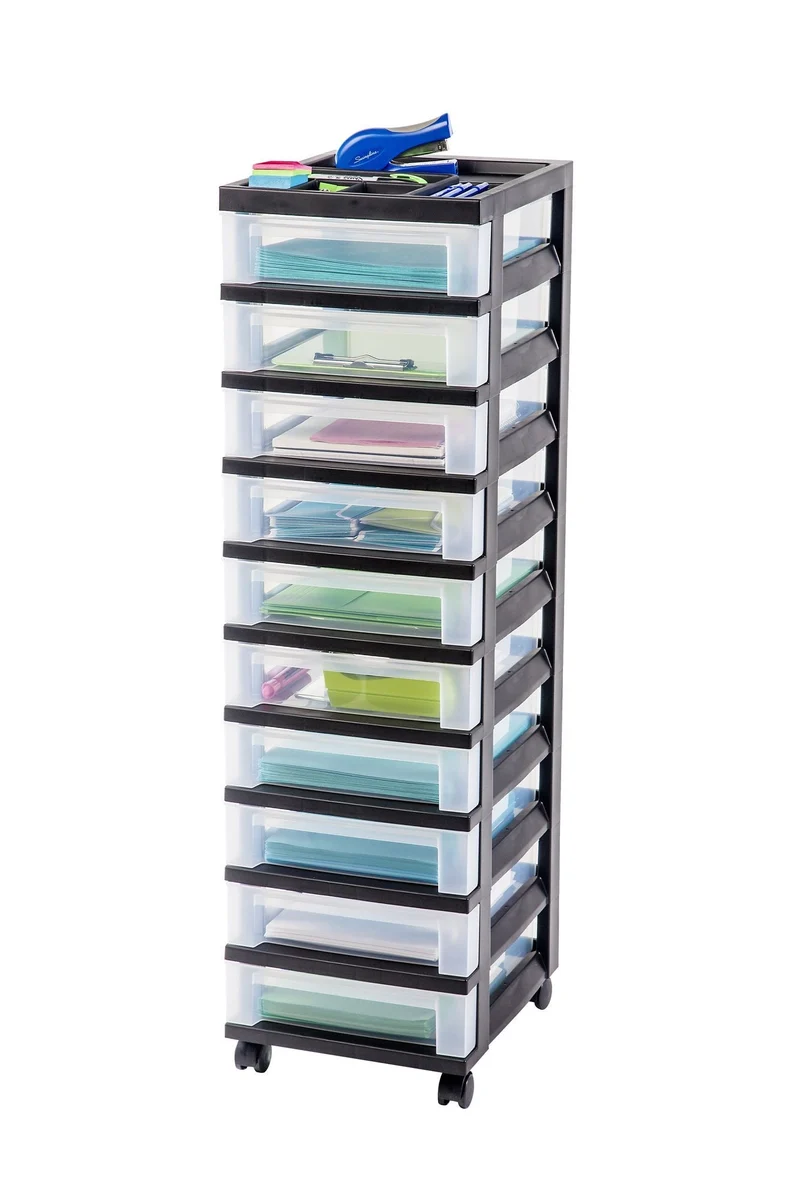 Storage Cart with Organizer Top - 10 Drawer