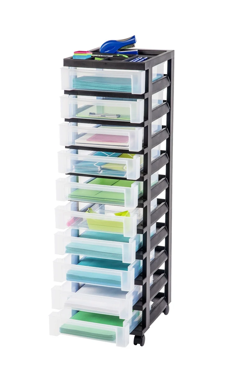 Storage Cart with Organizer Top - 10 Drawer