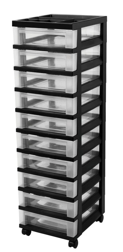 Storage Cart with Organizer Top - 10 Drawer
