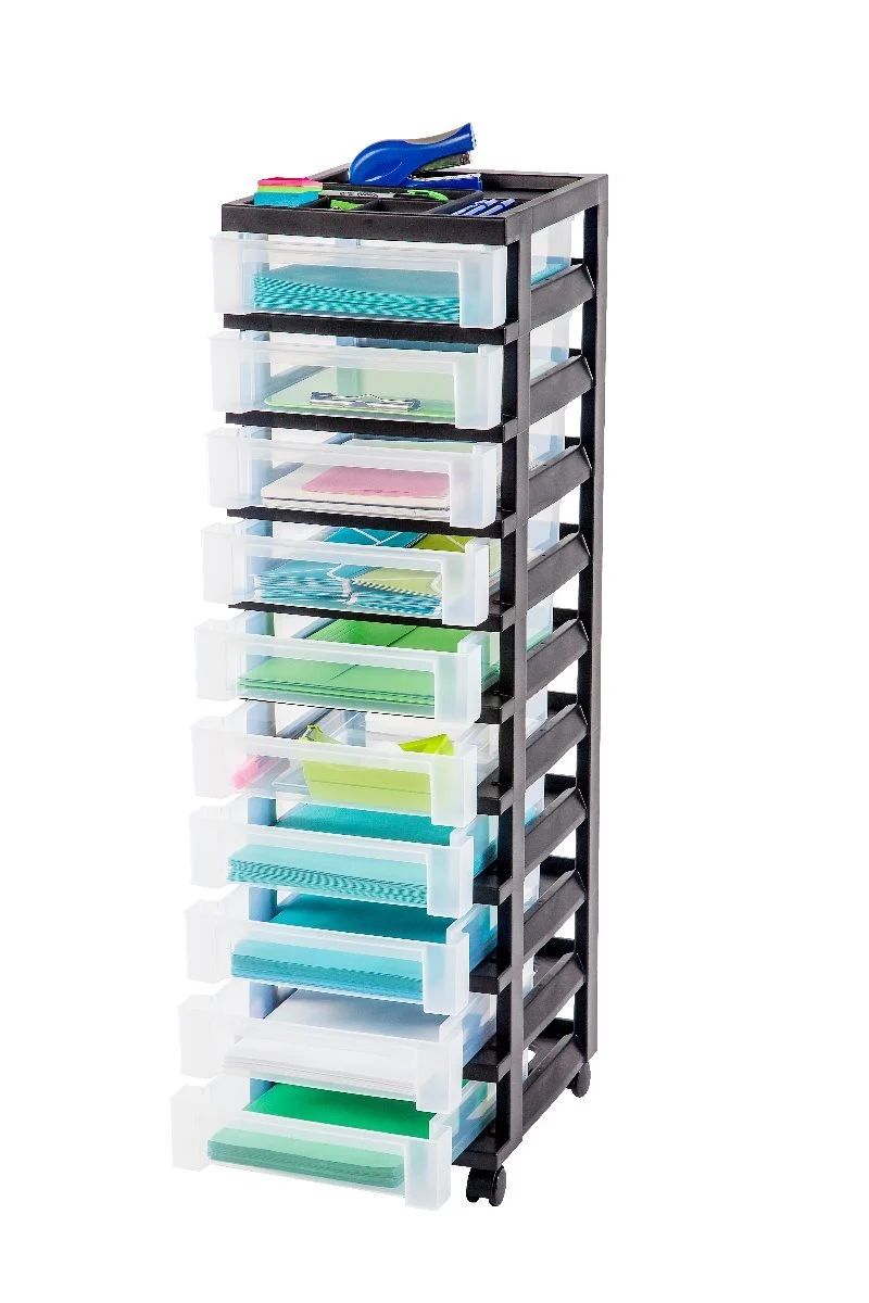 Storage Cart with Organizer Top - 10 Drawer