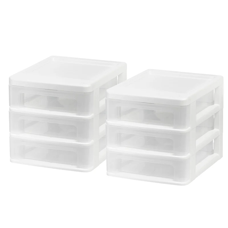 Compact Desktop Organizer 3 Drawer 2 Pack