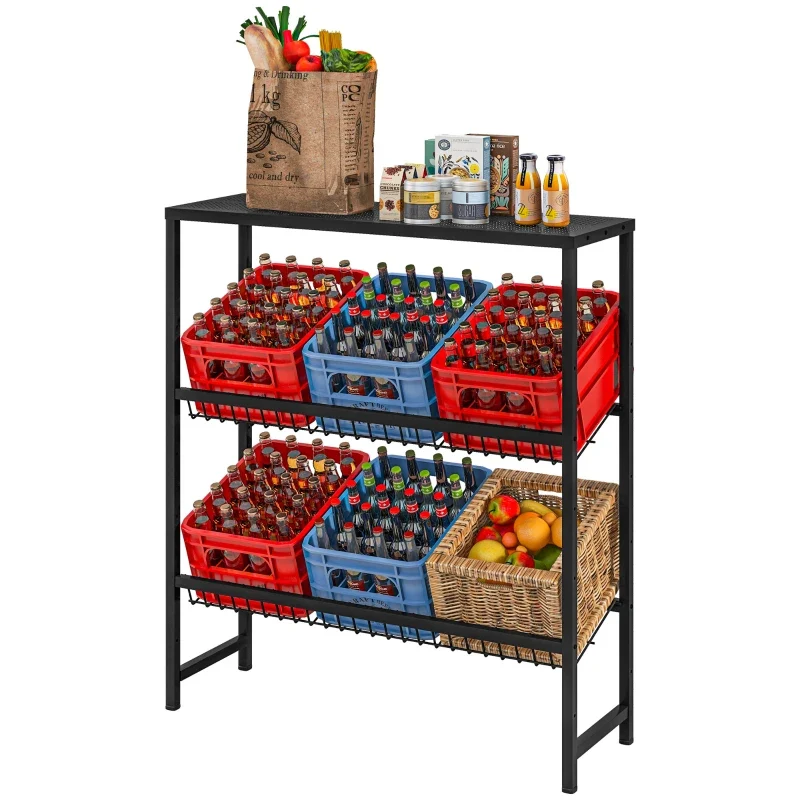 Nancy's Marcieira Krattenrek - Stellingkast - 2 Niveaus - Zwart - Staal - ± 100 x 35 x 115 cm