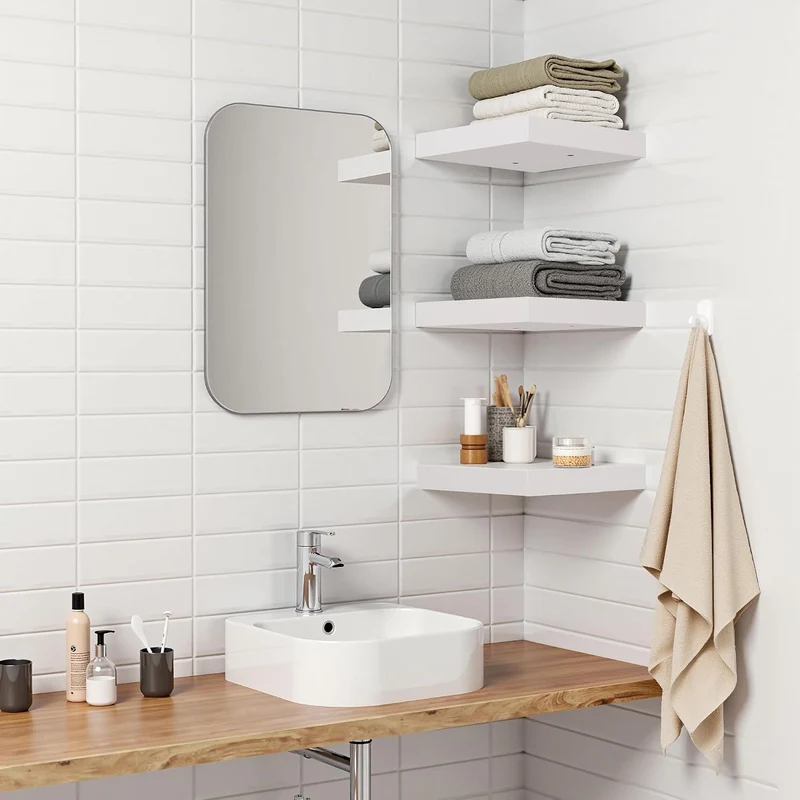 Étagère Murale Flottante en Bois 35x30cm – Blanc