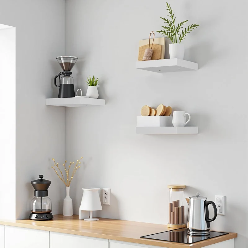 Étagère Murale Flottante en Bois 35x30cm – Blanc