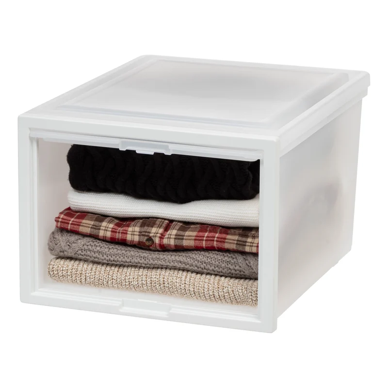 Deep Box Chest with Sliding Door, White, 3 Pack