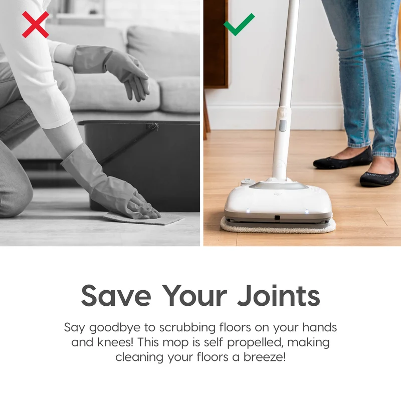 Electric Mop Cordless Vibrating with Water Spray with 8 Cleaning Pads