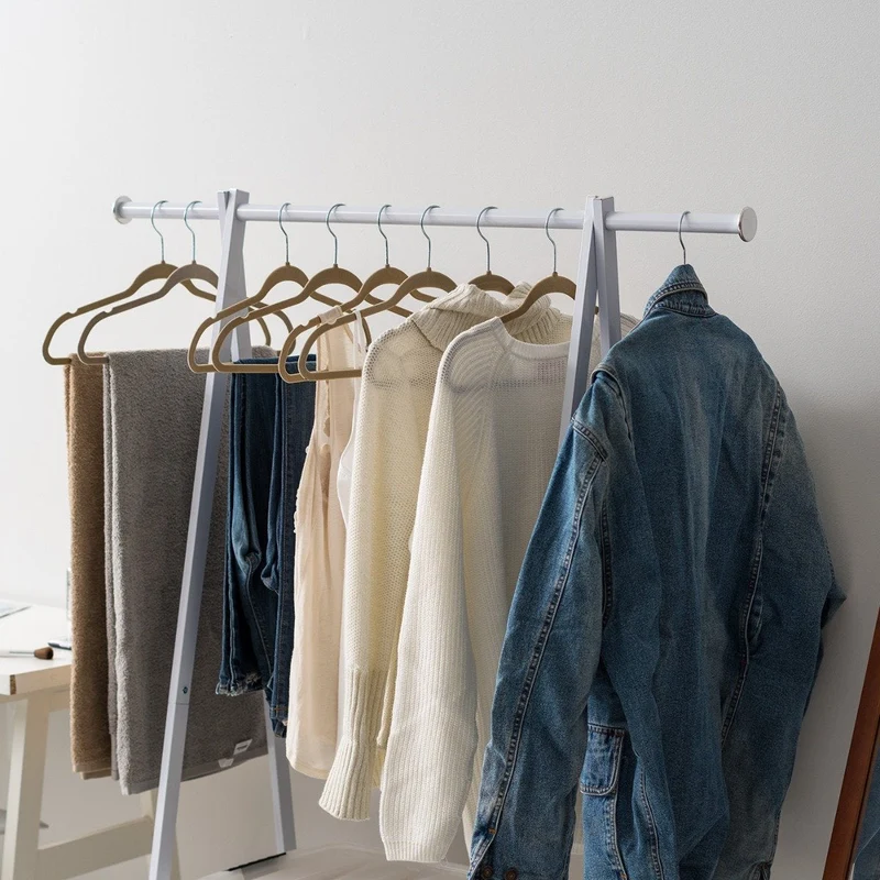 Metal Garment Rack with Slatted Shelf