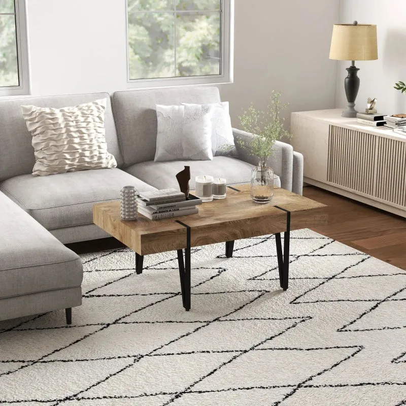 Nancy's Lindoso Salontafel - Koffietafel - Natuurlijk hout - Staal - ± 105 x 60 x 40 cm